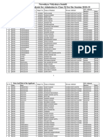 Navodaya Vidyalaya Samiti List of Selected Students For Admission To Class XI For The Session 2018-19