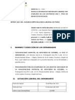 Modelo de Demanda de Reposicion Laboral Por Invalidez de Los Contratos Cas y Pago de Beneficios Sociales