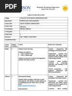 TABLE OF SPECIFICATION (Lab)