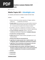 Mathematics Lesson Notes SS1 First Term