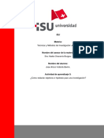 Actividad de Aprendizaje 3 Cómo Redactar Objetivos e Hipótesis para Una Investigación