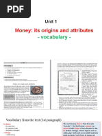 UNIT 1 - Money Its Origins and Attributes - VOCABULARY