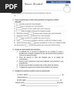 Coloca El Artículo Que Se Indica Entre Paréntesis en El Género y Número Adecuado