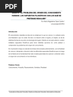 Ensayo. "El Problema Del Origen Del Conocimiento Humano. Los Supuestos Filosóficos Con Los Que Se Pretende Resolver"