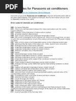 Error Codes For Panasonic Air Conditioners