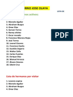 Lista de Hermanos Ministrantes Qorum de Elderes Jose Olaya