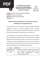 Modificaciones Introducidas A La Teoría Del Delito en Reforma de 24 de Diciembre de 2019 - Anthony Mendoza