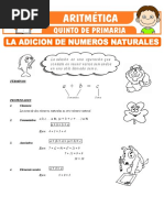 La Adicion de Numeros Naturales para Quinto de Primaria