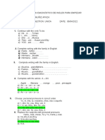 Evaluación Diagnóstico de Ingles para Empezar Resuelto