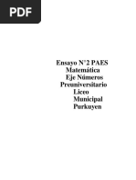 Ensayo #2 PAES Matemática Eje Números Preuniversitario Liceo 1 Con Claves