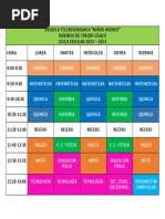 Horario 3°. Telesecundaria (Carta)