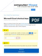 Microsoft Excel Shortcut Keys