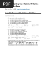 Understanding Basic Statistics 6th Edition Brase Test Bank Download