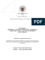 Resumen y Análisis Crítico de La Ponencia "Cómo Dar Clase A Los Que No Quieren"