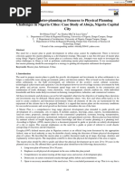 Physical Master-Planning As Panacea To Physical Planning Challenges in Nigeria Cities: Case Study of Abuja, Nigeria Capital City