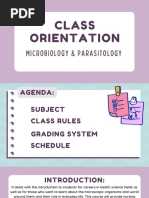 Microbiology Parasitology Class Orientation