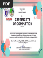 Certificate of Completion NLC Enhancement Camp