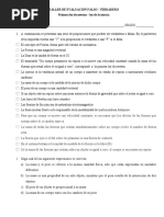 Evaluación 1 Falso Verdadero - Primera Ley de Newton