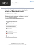 F4. The Role of Supplier Information Availability For Construction Supply Chain Performance