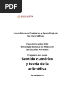 Sentido Numérico y Teoría de La Aritmética: Licenciatura en Enseñanza y Aprendizaje de Las Matemáticas