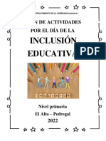 Plan de Actividades Por El Dia de La Educacion Inclusiva 2022