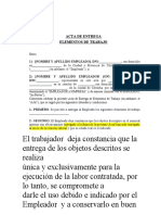 Acta Entrega Elementos de Trabajo