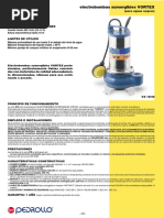 Electrobombas Sumergibles VORTEX: Caudal Hasta 400 L/min (24 M /H) Altura Manométrica Hasta 10 M