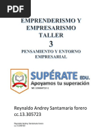 Emprenderismo y Empresarismo Taller 3 Pensamiento y Entorno Empresarial