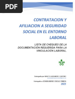 Lista de Chequeo de La Documentación Requerida para La Vinculación Laboral