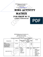 Training Activity Matrix SMAW NC II COMMON