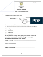 Grade 8 Chmistry Worksheet (States of Matter and Diffusion)