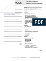 Focus2 2E Unit Test Dictation Listening Reading Unit8 GroupB