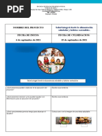 Planificación de Proyecto Escolar de Alimentación Saludable