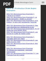 DELF B1 Orale Monologue Suivi Exemples, Topic