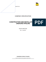 Construction and Installation of Onshore Pipeline: Company Specification