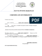 Certificate of Indigency