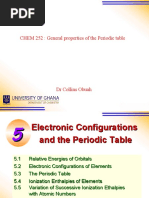 CHEM 252 General Properties of The PERIODIC TABLE