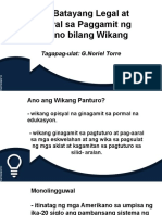 Mga Batayang Legal at Opisyal Na Paggamit NG Filipino Bilang Wika