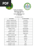 Flag Ceremony Schedule S.Y. 2023 2024