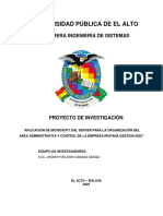 Aplicación de Microsoft SQL Server para La Organización Del Área Administrativa Por Jhonny Canaza