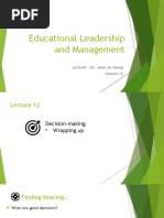 Educational Leadership and Management: Lecturer: Ms. Janet Au Yeung