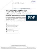 Being A Mobile International Postgraduate Research Student With Family in The United Kingdom Conflict Contestation and Contradictions