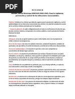 Resumen NORMA Oficial Mexicana NOM-045-SSA2-2005, para La Vigilancia, Prevención y Control de Las Infecciones Nosocomiales