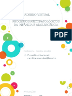 Caderno Virtual - Processos Psicopatológicas Da Infância e Adolescência