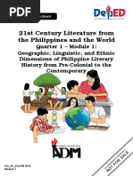 21st Century Literature - Quarter 1 - Weeks 1 and 2