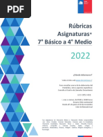 Rubricas Asignaturas 7° Basico A 4° Medio 2022