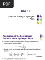 Unit Ii: Quantum Theory of Hydrogen Atom