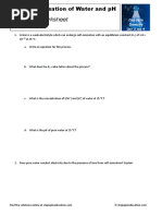 Step Up 2.2 Autoionisation of Water and PH Problems Worksheet