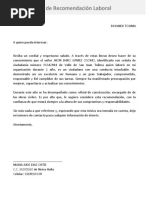 Carta de Recomendacion Laboral