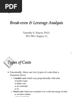 Break-Even & Leverage Analysis: Timothy R. Mayes, Ph.D. FIN 330: Chapter 12